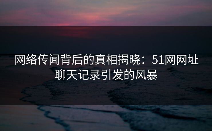 网络传闻背后的真相揭晓:51网网址聊天记录引发的风暴