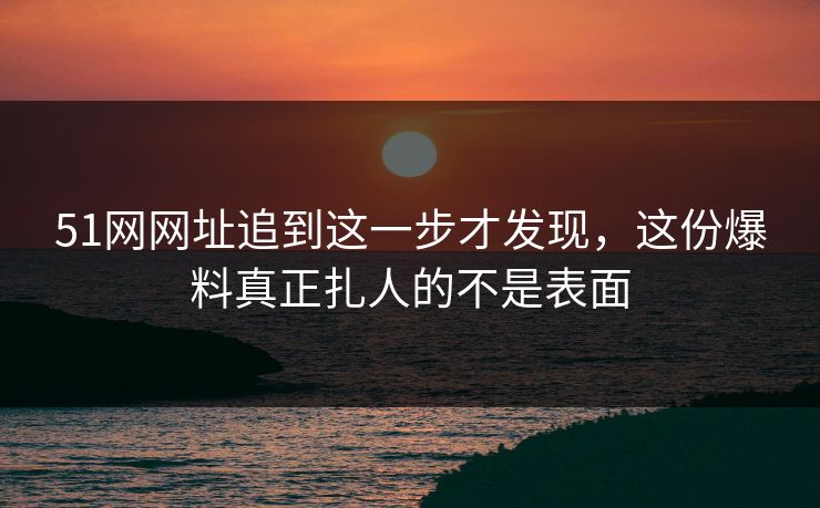 51网网址追到这一步才发现,这份爆料真正扎人的不是表面